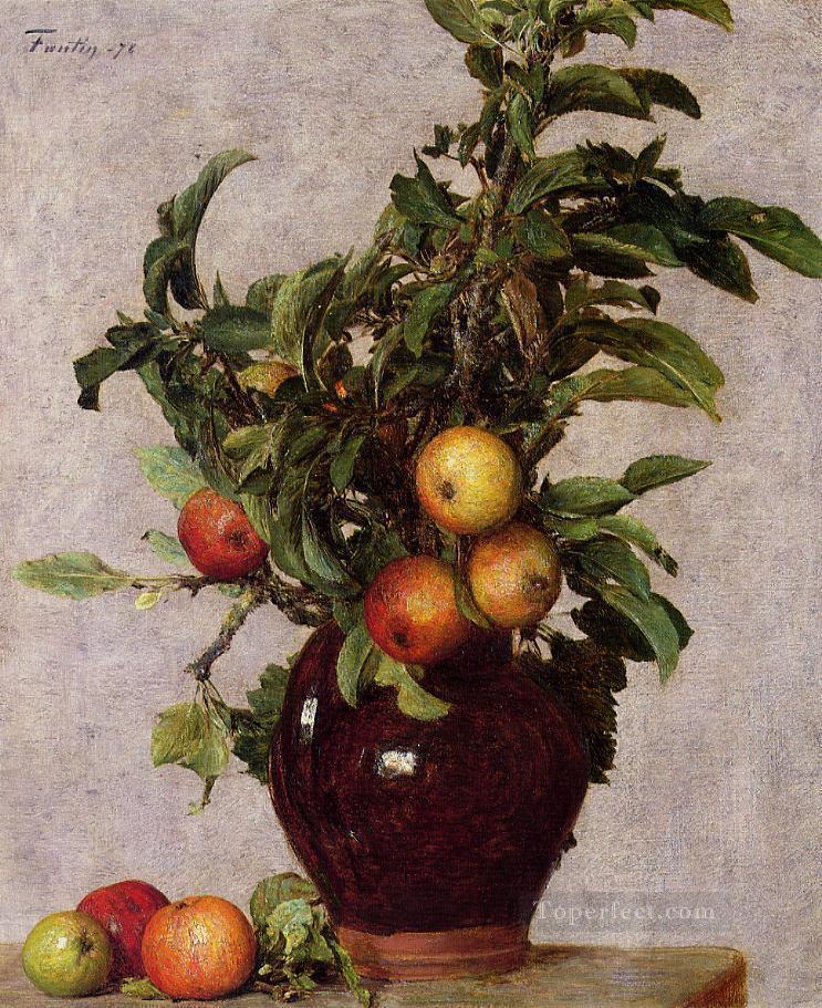 Vase with Apples and Foliage Henri Fantin Latour Oil Paintings